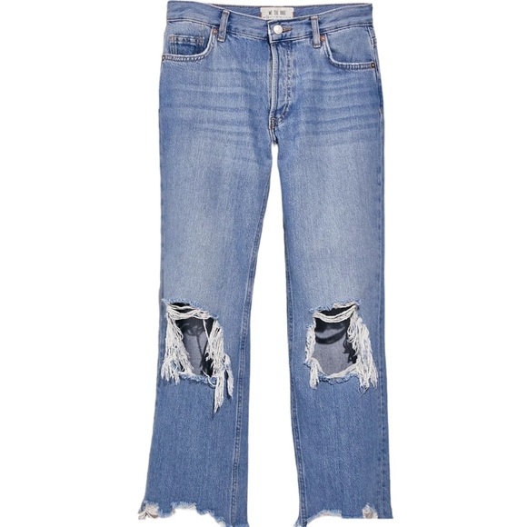 Free People Maggie Mid-Rise Straight-Leg Jeans light stone Wash Sz 26 - Picture 7 of 17